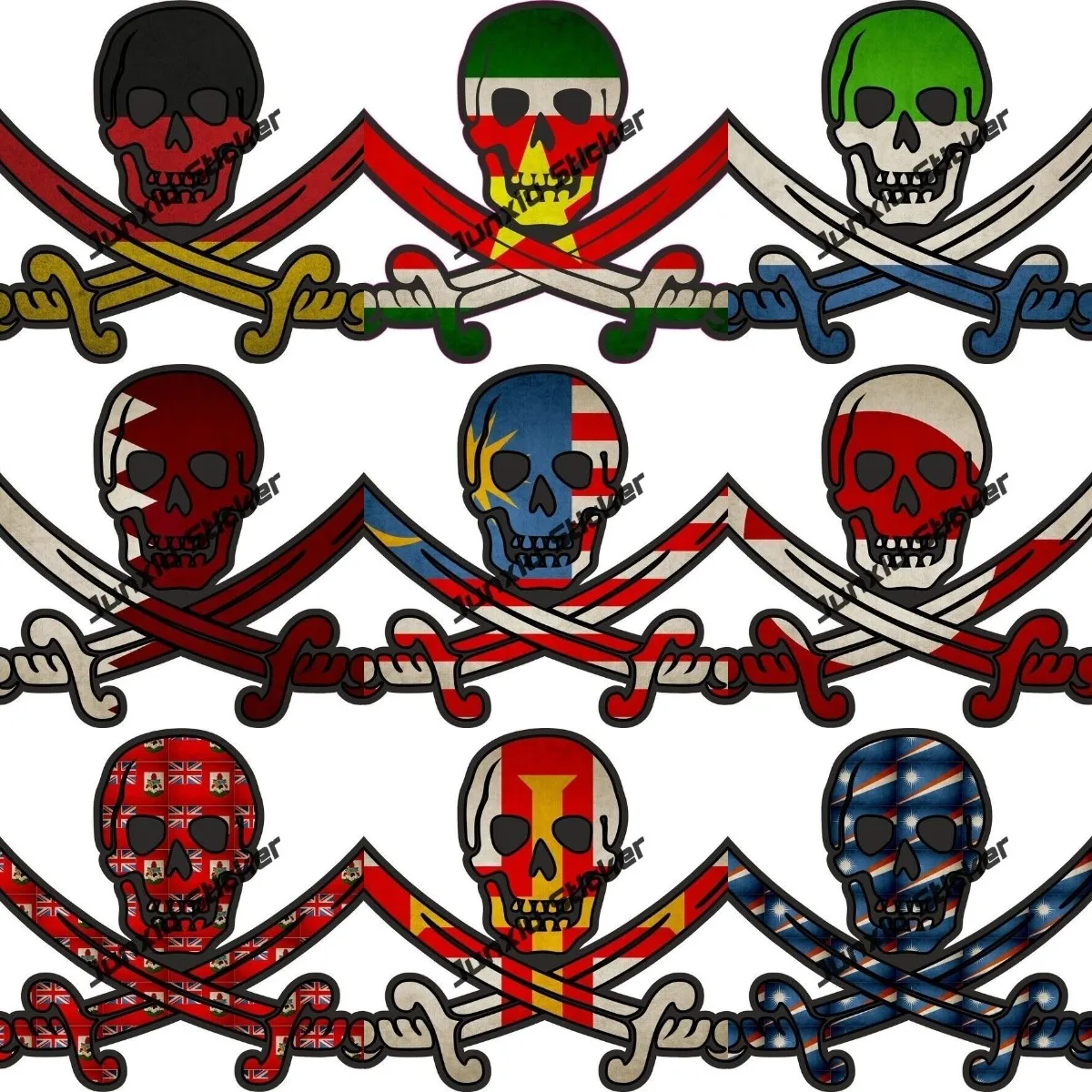 

Malaysia Qatar Bangladesh Denmark Flag Pirate Decals Jack Rackham Creativity Flag Pirate Sticker Cover Scratches Decor Decals