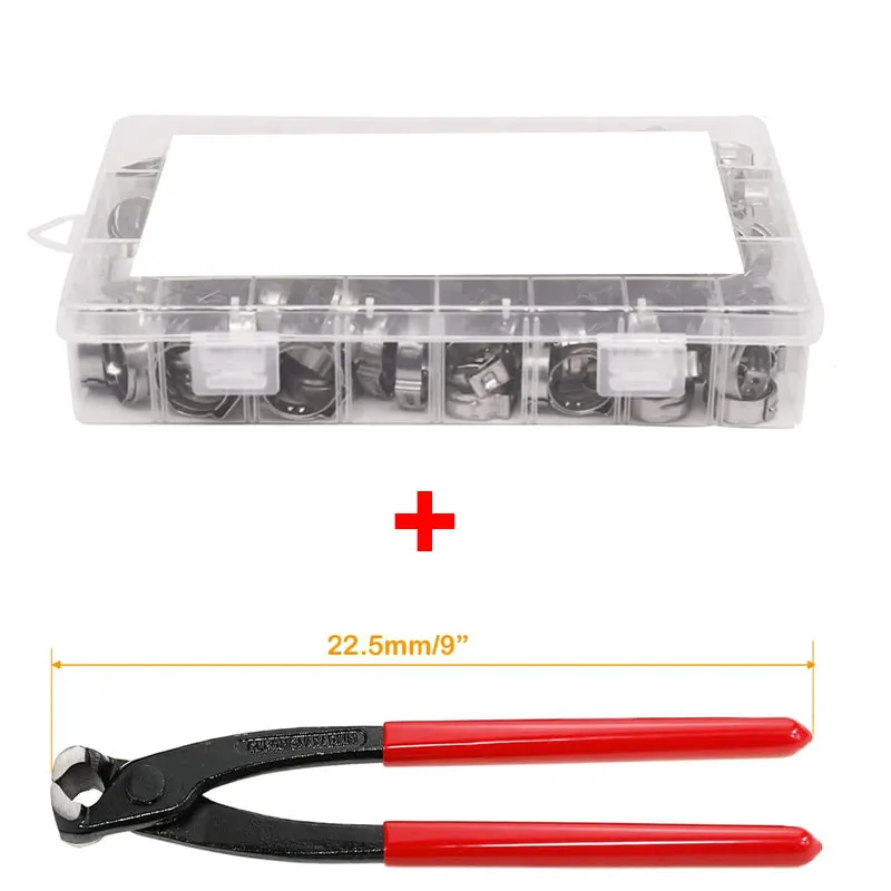 50pcs Single Ear Stepless Hose Clamps 8-14.5mm 304 Stainless Steel Hose Clamps Cinch Clamp Rings Soldering For TIG/MIG Of Hose