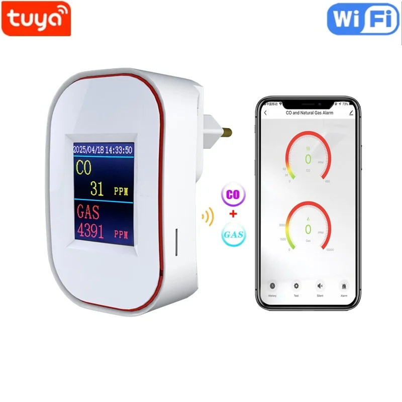 Tuya Smart Life แก๊สธรรมชาติ CO รั่วเครื่องตรวจจับคาร์บอนมอนอกไซด์ WIFI CH4 มีเทนเชื้อเพลิงรั่วถ่านหิน Home ALARM REMOTE Monitor 1