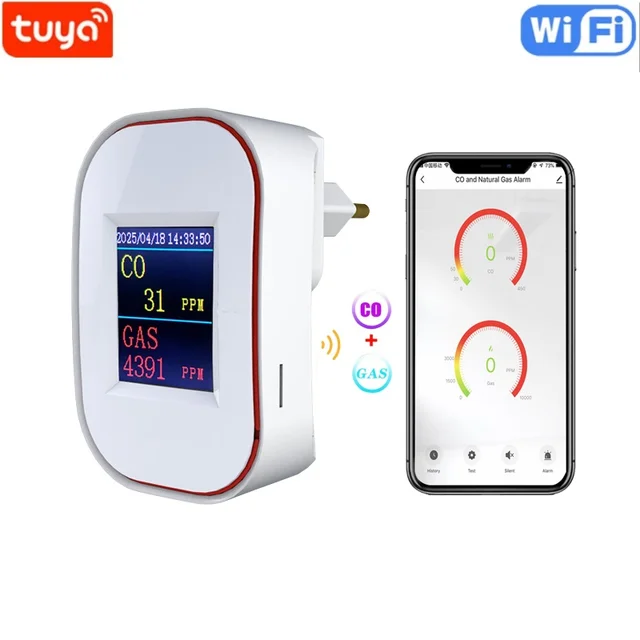 Tuya Smart Life แก๊สธรรมชาติ CO รั่วเครื่องตรวจจับคาร์บอนมอนอกไซด์ WIFI CH4 มีเทนเชื้อเพลิงรั่วถ่านหิน Home ALARM REMOTE Monitor 1