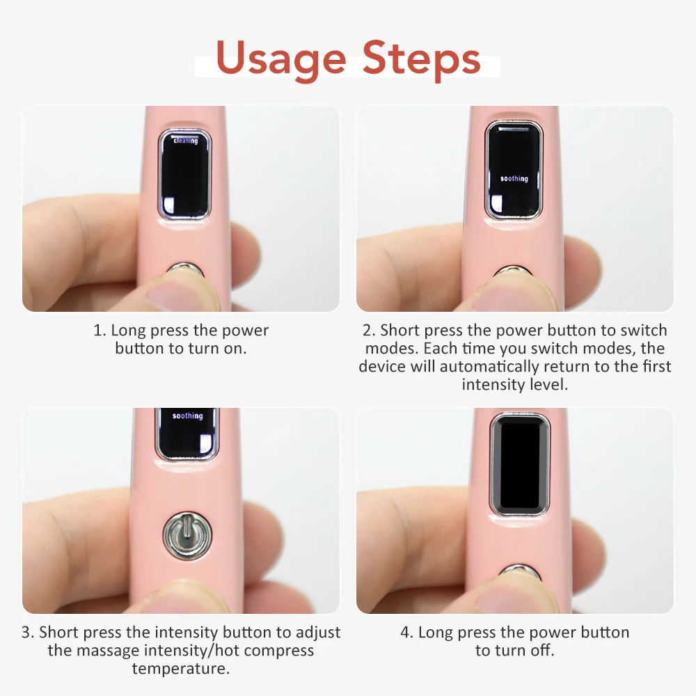 Facial Beauty Device Eye Massager Wand 3 Hot Compress Vibration Skin Care Tool for Relax Eye Dark Circles Eye Bags Puffiness