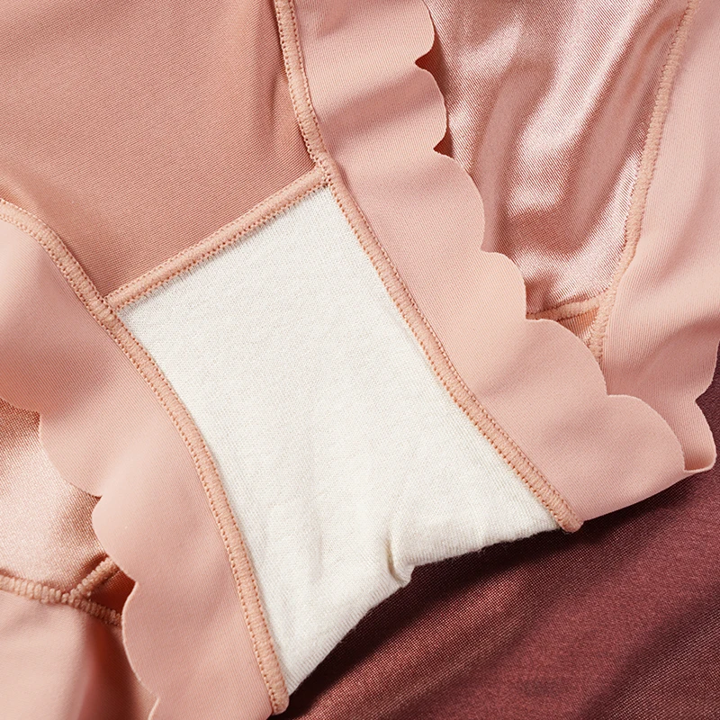 5 PCS High-waist Women's Simple Satin Ice Silk Seamless Underwear Female Breathable High Quality Panties Butt Lift Briefs