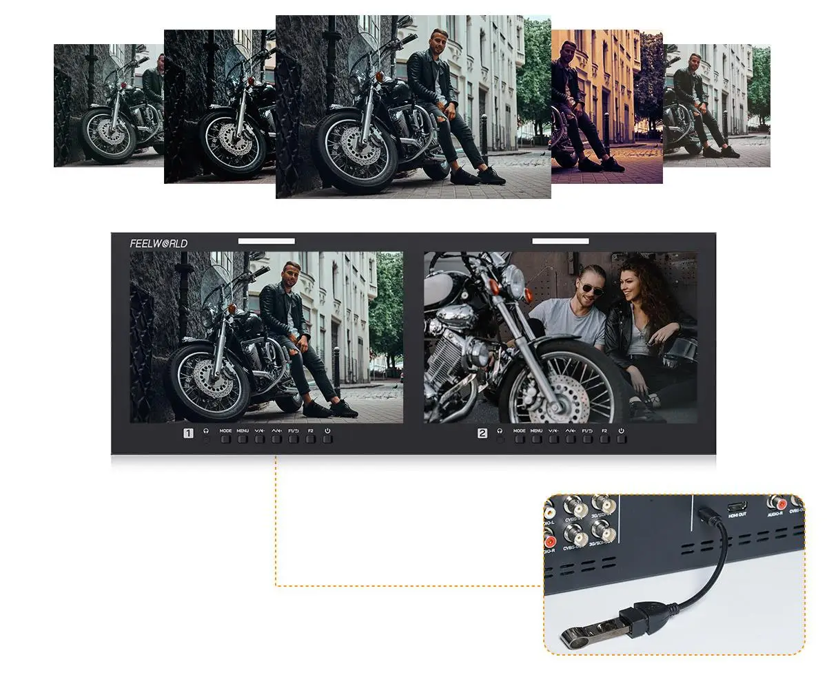 D101 PLUS Dual Screen 10.1"4RU Rackmount Monitor 4K HDMI-Compatible SDI 1920x120