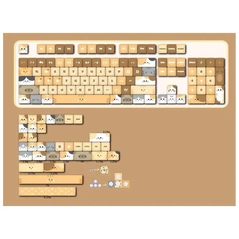 Gato Bonito Keycaps Conjunto para Meninas Teclados Quadrado Key Cap Mao Perfil Pbt mx Teclado Mecânico Presente em Estoque Bonito - Imagem 4