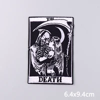 Buy Black/Death Tarot Embroidered Patches For Clothing Stickers Punk Skull/Skeleton Patch Iron On Patches On Clothes Fusible Patch Online - Image 2