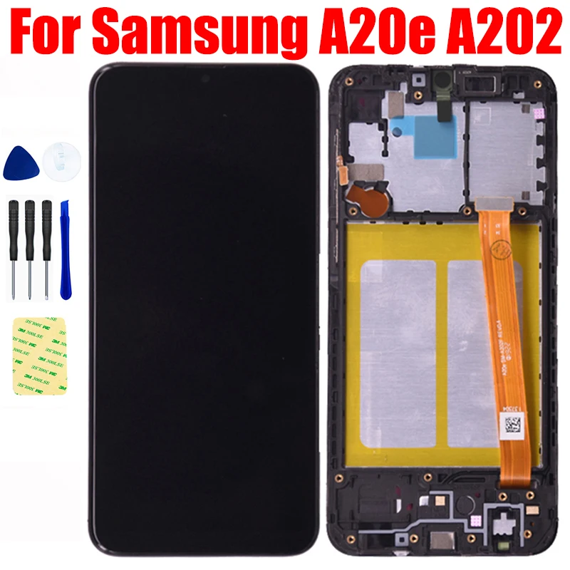 

Original LCD For Samsung Galaxy A20e SM-A202F A202DS A202F/DS A202 LCD Display Panel Screen with Touch Digitizer Assembly Frame