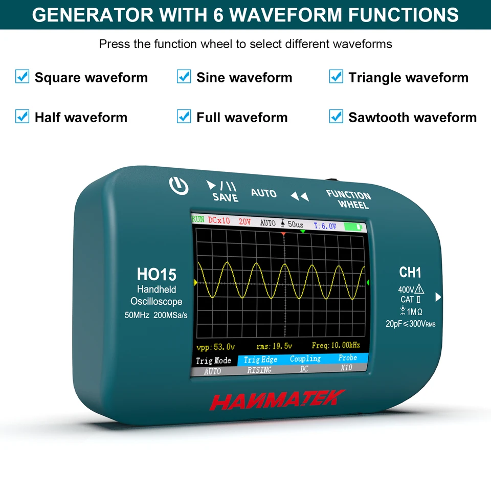 Hanmatek-ポータブルデジタルオシロスコープ,ディスプレイ
