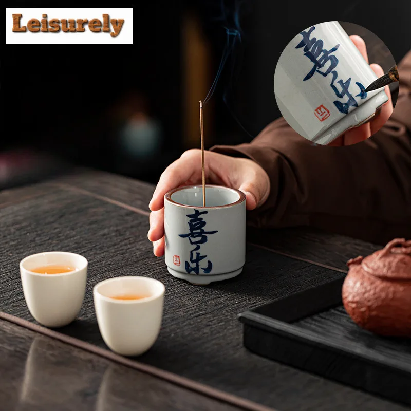 Handwritten Calligraphy Grass Ash Incense Sticks Base Zen Censer Burner Holder Chinese Incense Burner Aromatherapy Utensil Craft