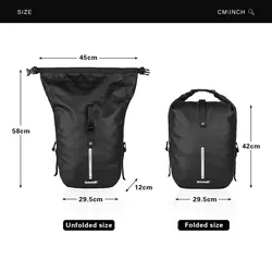 Waterproof 20L Black Bike Pannier Bag - Versatile Travel & Cycling Backpack (X21668-Black)