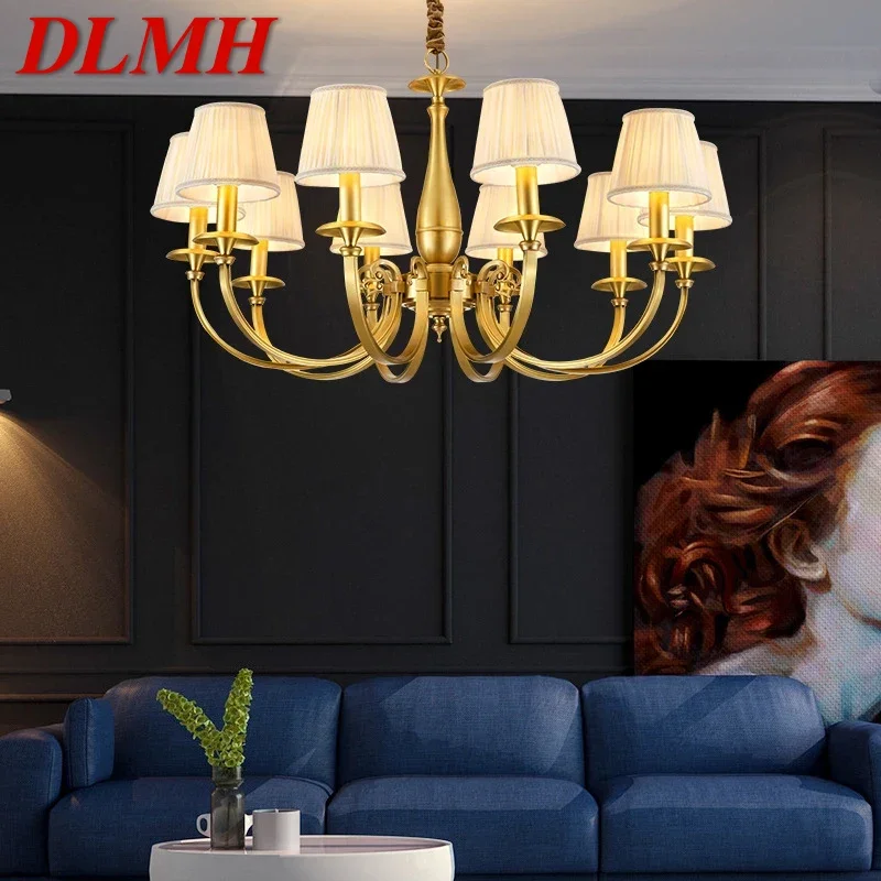 DLMH  American Brass Pendent Lamp Luxurious Living Room Restaurant Bedroom Retro Hotel Villa Chandelier