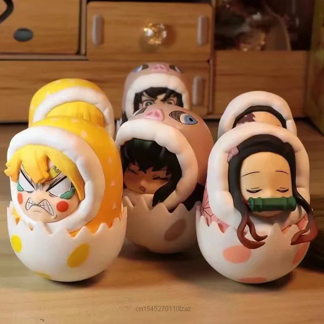 Demon Slayer Tumbler Figure Nezuko Tanjirou Inosuke Zenitsu Anime Acion Kawaii Model Roly Poly Toys Funny Birthday Gift For Boys 2