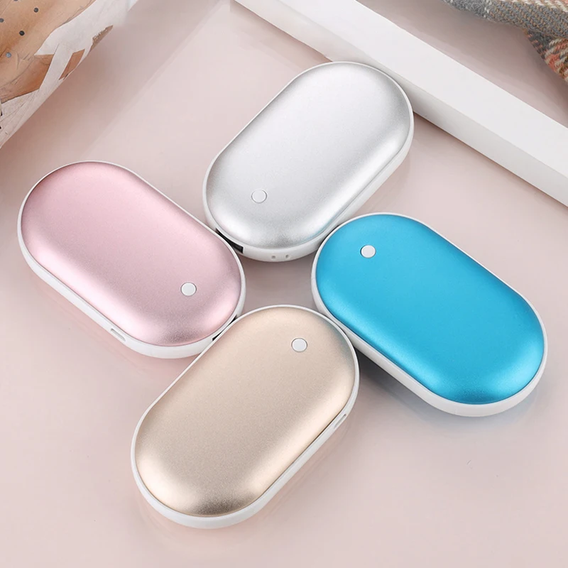 New 1PC Mini Hand Warmer Winter Portable USB Rechargeable Pocket Hand Warmer Mobile Power Double-sided Quick Heating 5000mAh