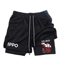 Anime IPPO Print 2 in 1 Compression Shorts for Men Athletic Performance Gym Shorts with Pockets Quick Dry Fitness Workout Boxing 1