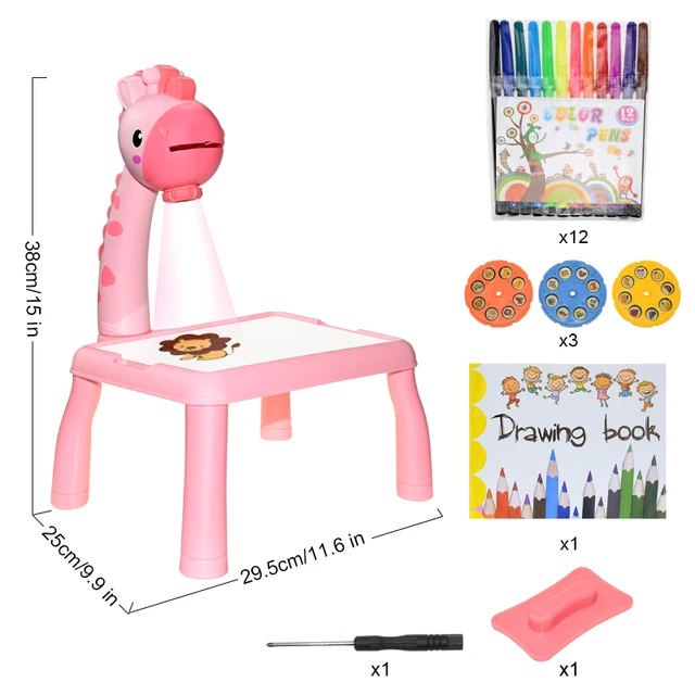 Children Led Projector Art Drawing Table Toys Kids Painting Board Desk Arts Crafts Educational Learning Paint Tools Toy for Girl 4