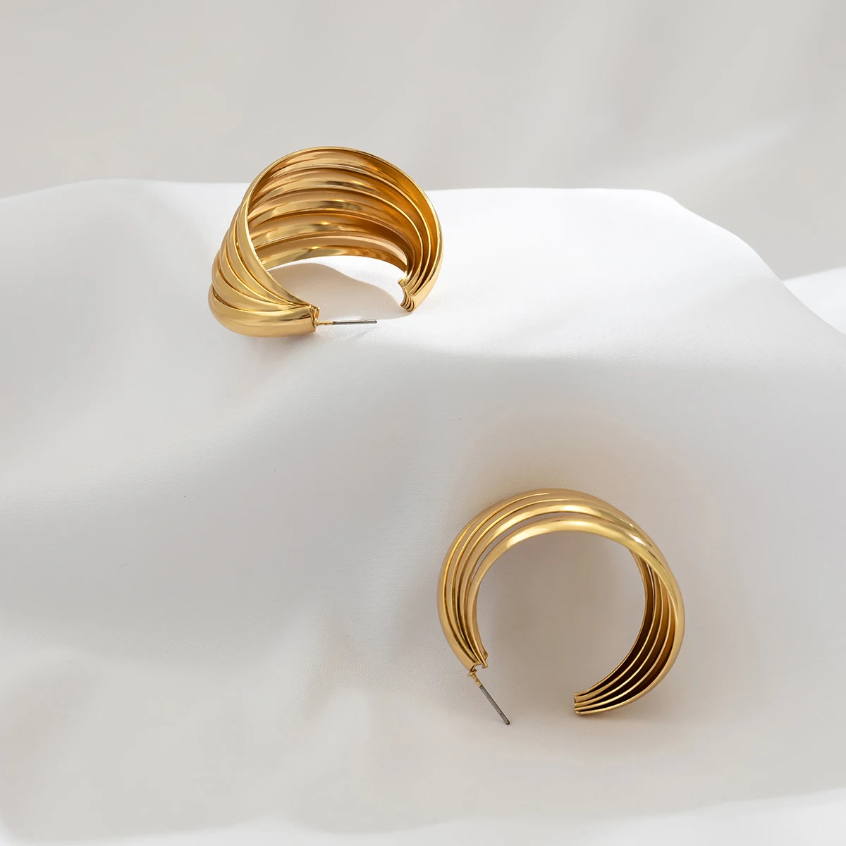 IngeSight.Z Exaggerated Punk Metal Stripe C-Shaped Hoop