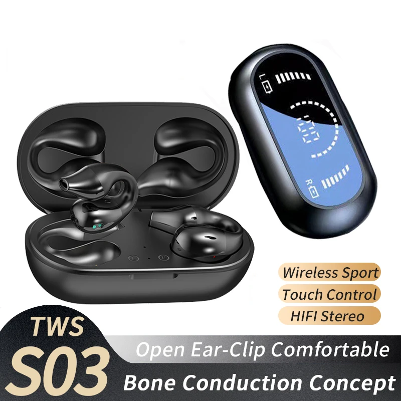 

EARDECO TWS Wireless Headphones Earclip Bluetooth Headphone Stereo Painless Bluetooth Earphone Headphone Headset with Mic Led