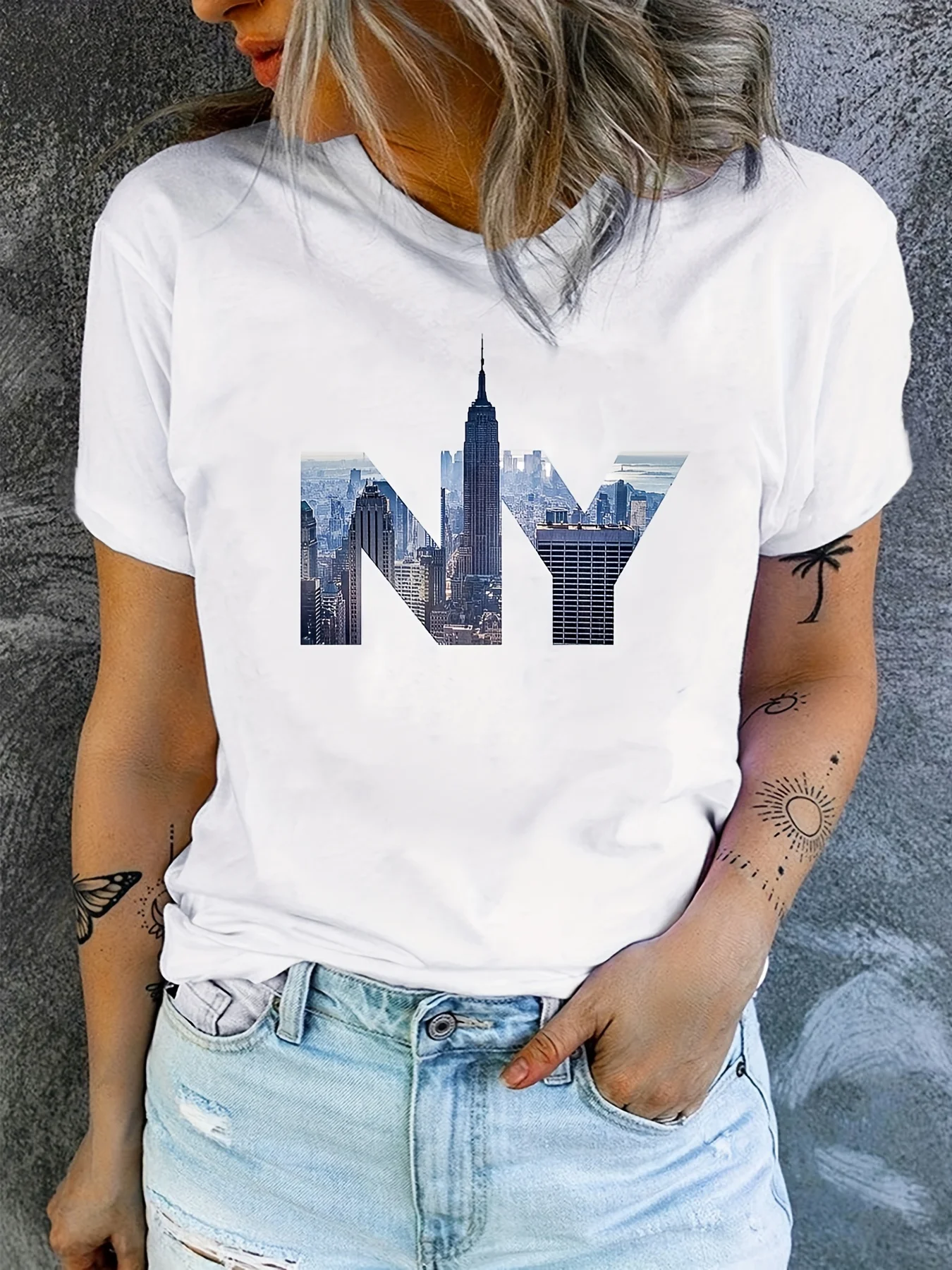 

Футболка с принтом NY, летний Повседневный Топ с коротким рукавом, женская одежда, Женский Топ