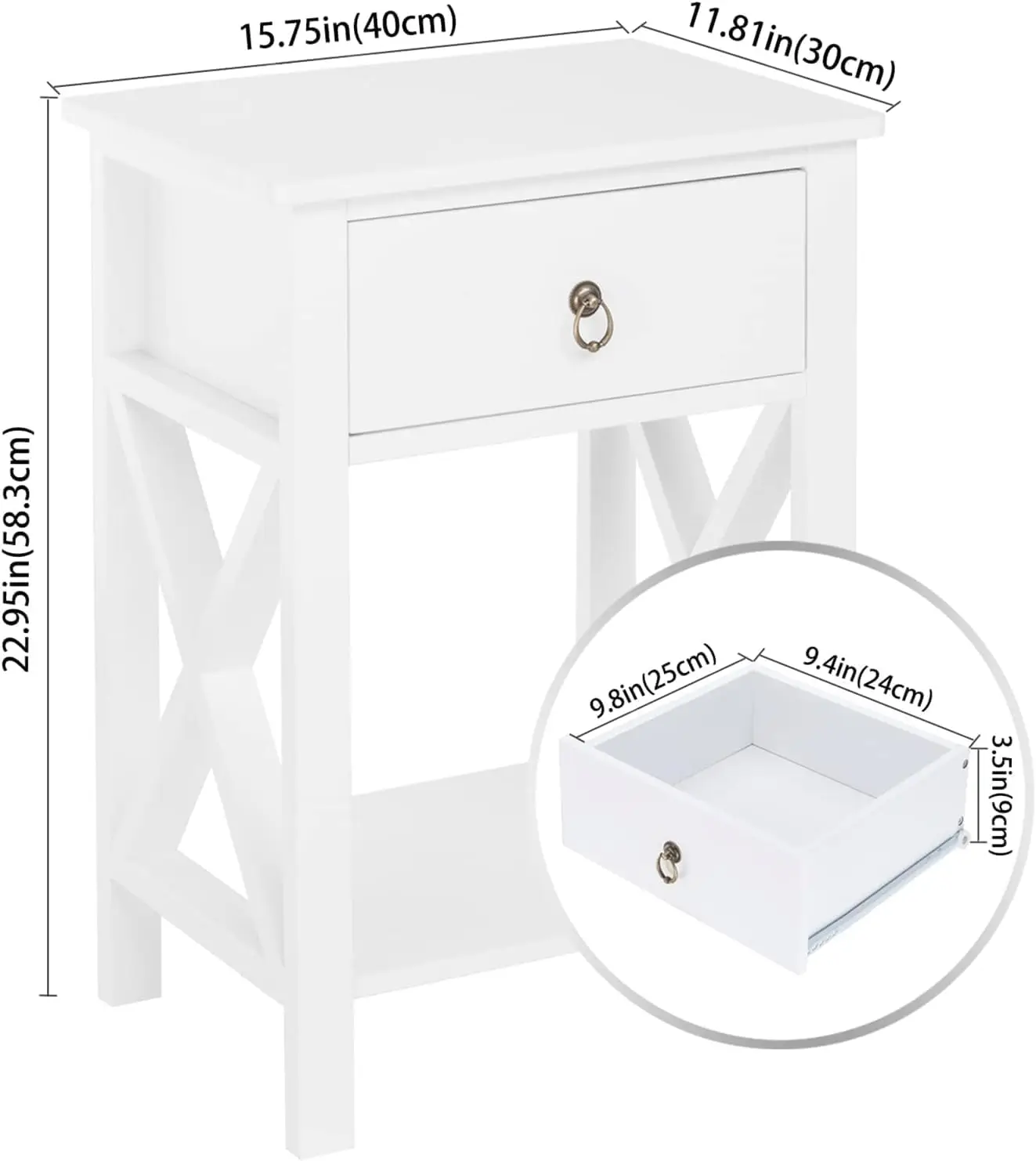 White Nightstand, Small Nightstand with drawer & shelf, Farmhouse Night Stand Bedroom, End Table/Bedside Table/White Side