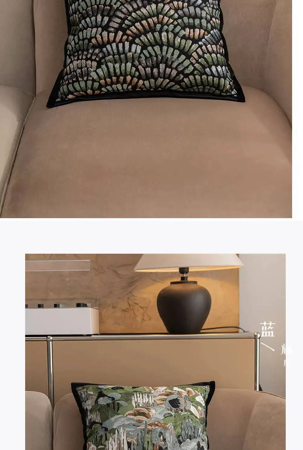Chenille-Faden Genähte Schwarze Kanten Kissenbezüge Einfarbig Gefärbt Weiche Dekorative Kissenhülle für Sofa Bett Wohnzimmer Deko – Detail 14
