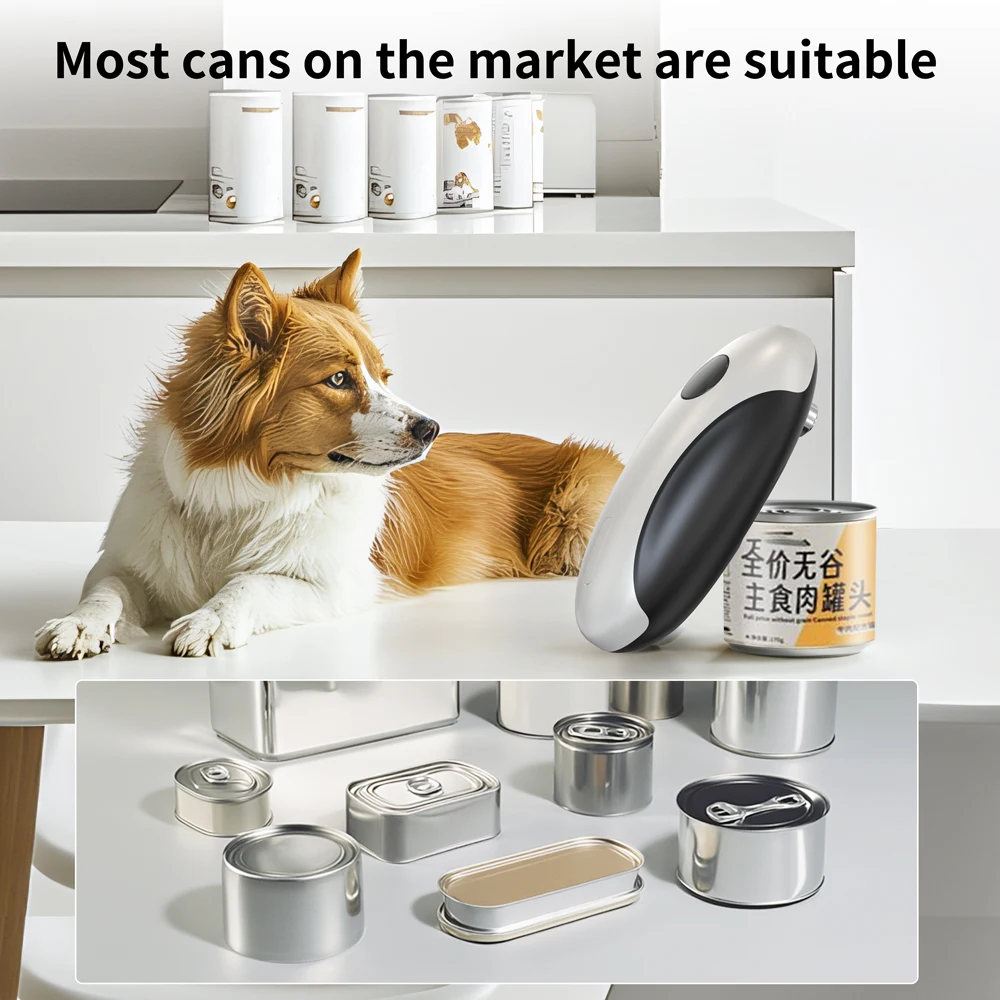 Compact Rechargeable Automatic Electric Can and Jar Opener - One Touch Portable Kitchen Tool