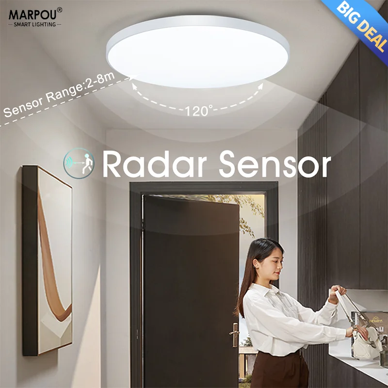 LED Radar Sensor Light 30 Seconds Auto Delay Motion Sensor Wide Range Modern Ceiling Light  15W20W40W Garden Outdoor Decoration