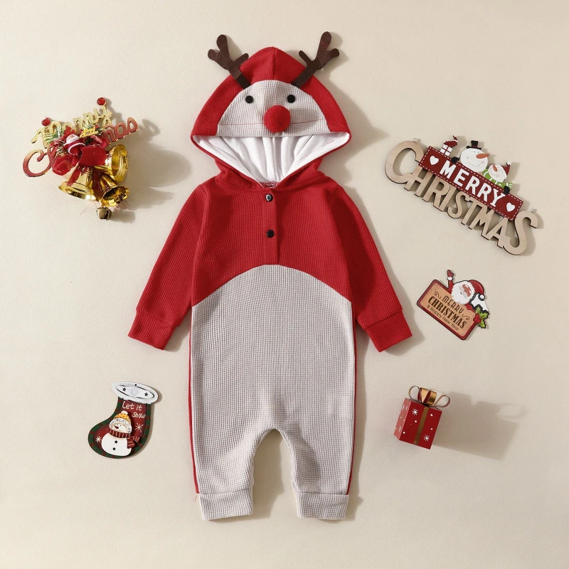 

Baby Jumpsuit Newborn Deer Hooded Long Sleeved Jumpsuit Crawling Suit Baby Boy Cloth Baby Girl Romper Ropa Bebes 0 A 12 Meses