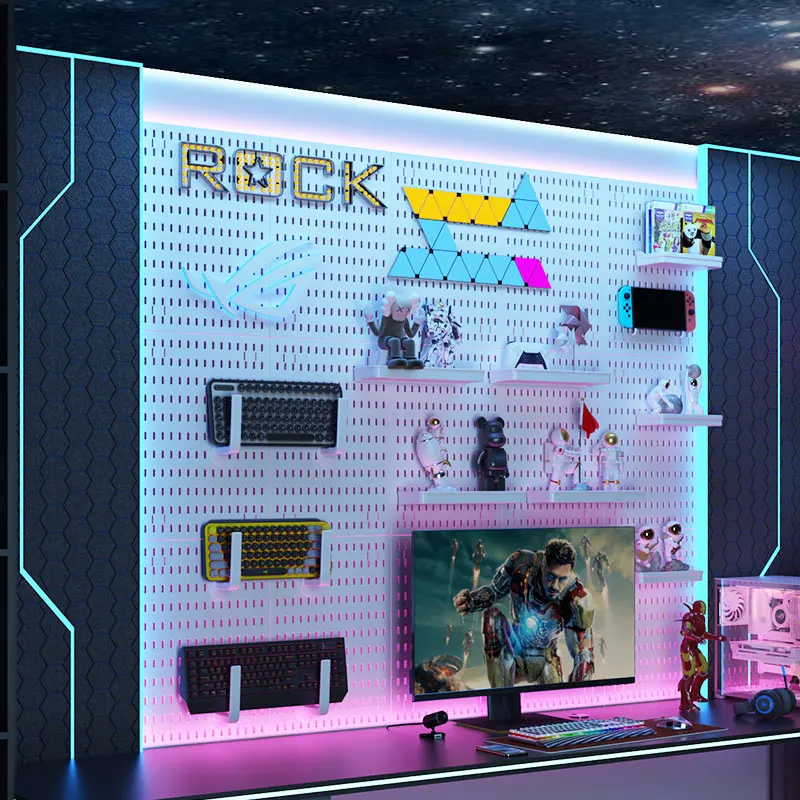 DIY pegboard wall storage kit: punch - free, suitable for wall display in e-sports rooms and studies. 3
