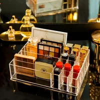 Large Transparent Lipstick Storage Box Acrylic Makeup Organizer Cosmetic Storage Rack Desktop Finishing Bathroom Storage 1