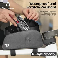 Sacoche de vélo WEST BIKING, sacoche de cadre magnétique pour tube supérieur, sacoche avant de vélo VTT et route, sacoche de vélo noire, accessoires de vélo 1