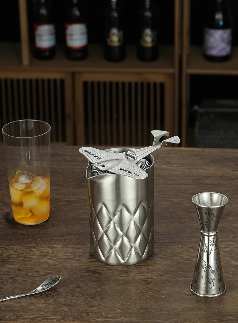 Cocktail Shaker Strainer Bar Cocktail Strainer Hawthorne Strainer Stainless Steel with Fighter Plane Design
