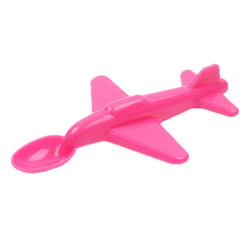 Kid Training Spoon Airplane Shape Long Handle Children Spoon Tableware Cartoon Plastic Kid Soup Tableware Accessor
