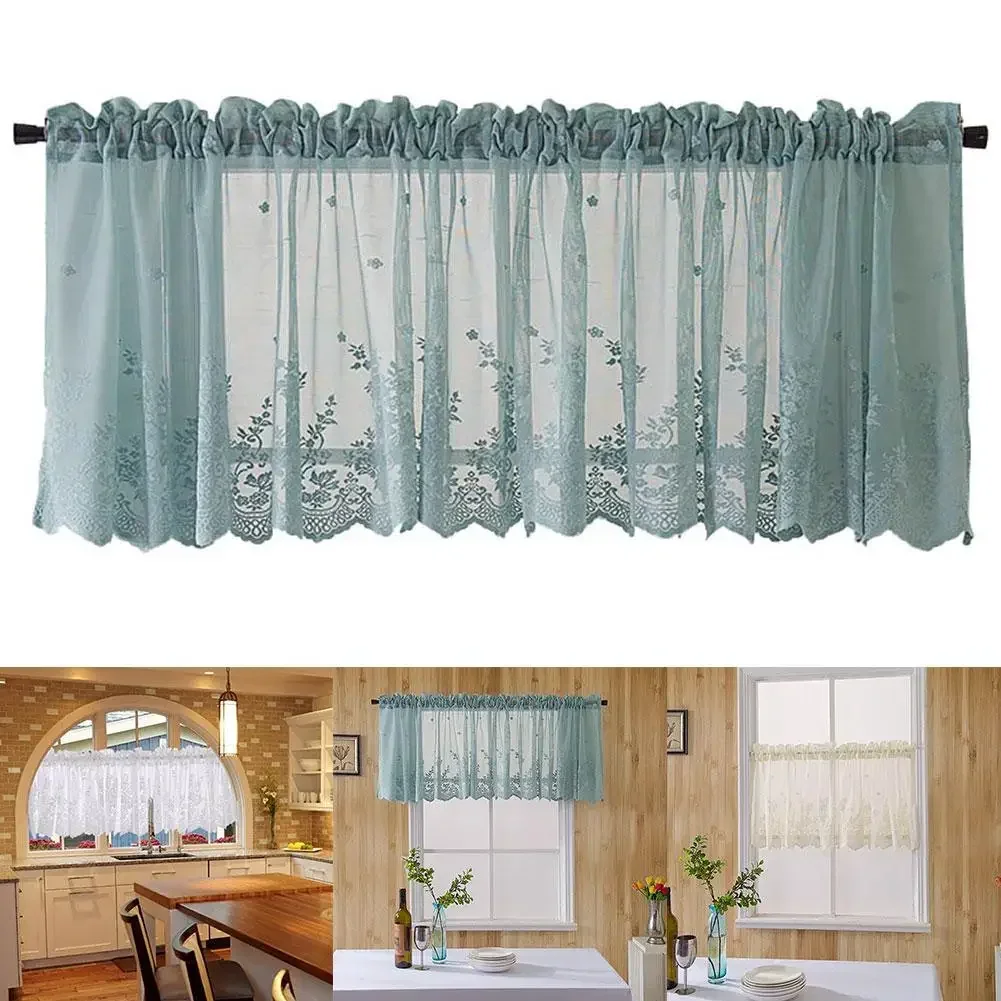 Description Picture 3 of itemModern Lace Jacquard Window Curtain Valance Lace Hem Coffee Short Curtain for Cabinet Door Bedroom Home Decor