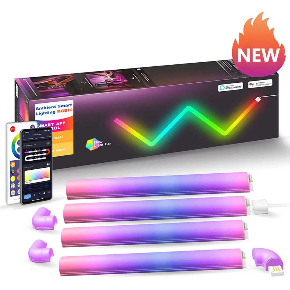 

2022 NEW RGBIC Light Bar LED Smart Bluetooth APP Voice Control Music DIY Night Light TV Bedroom Game Bar Decoration Wall Lamps