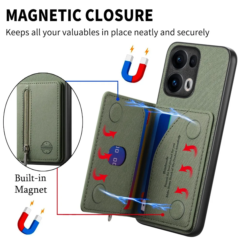 Luxury Zipper Card Holder Leather Wallet Phone Case