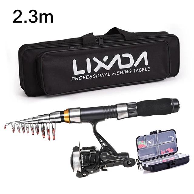 Lixada Fishing Rod Reel Combo Full Kit 2.1m 2.3m Telescopic Fishing Rods  2PCS Spinning Reels Set Soft Lures Barrel Swivels Bag - AliExpress