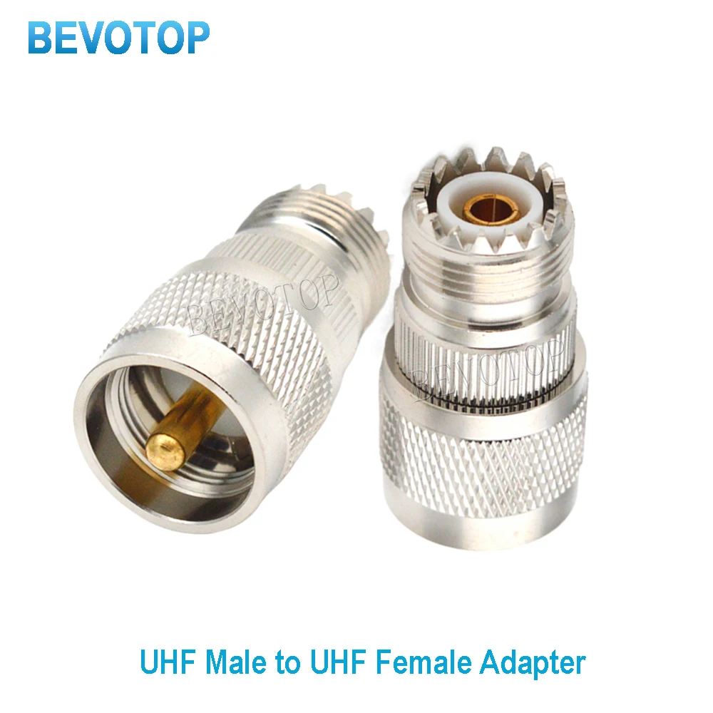 

50PCS/lot UHF Male Plug to UHF Female Jack Straight Adaptor High-Quality 50Ohm Nickel/Gold plated RF Converter Connector BEVOTOP