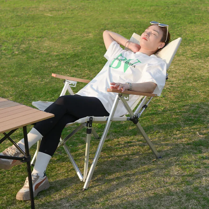 

Outdoor Garden Portable Folding Chair Camping Nature Fishing Backrest Stool Aluminum Alloy Beach Lightweight Relaxing Recliner