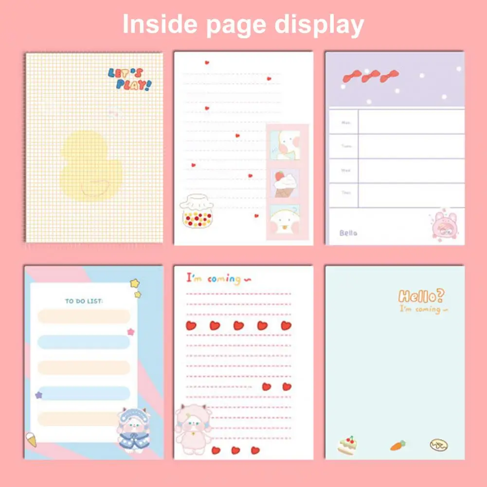 

Adorable Notepad Fine Embroidery Cartoon Notebook No Ink Bleeding Girly Style Cartoon Notebook Record