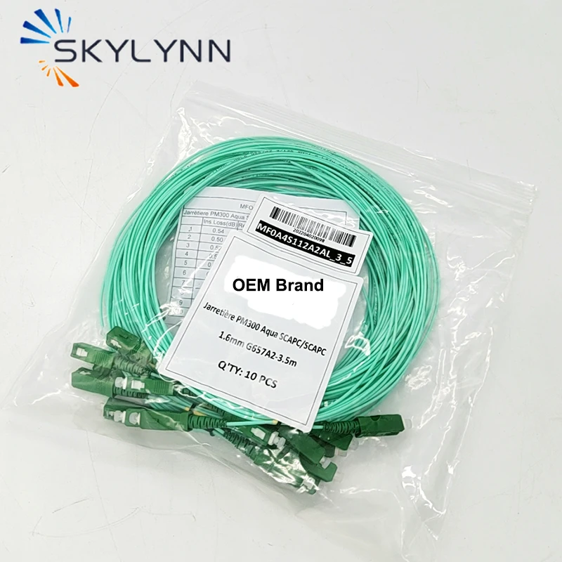 100 PCS 3.5 Meter Length SC/APC-SC/APC Blue Fiber Optic Patch Cord Single Mode G657A2 Simplex 1.6mm Jumper Cable For France