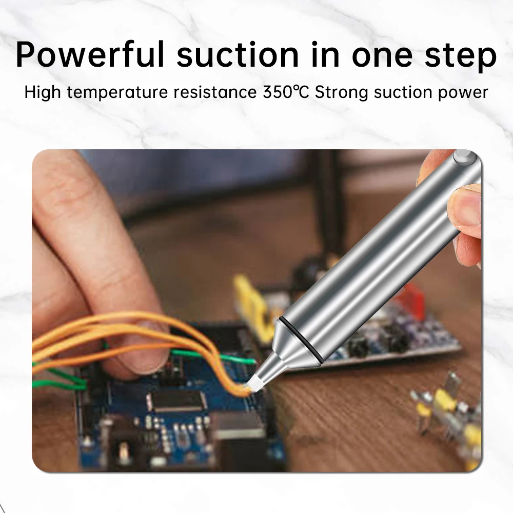 Powerful Aluminum Solder Sucker No Clog Desoldering Pump for Solder Removing 2Pc Replaceable Heat Resistant Silicone Nozzle desoldering suction pump desoldering pump desoldering tool electrothermal solder sucker