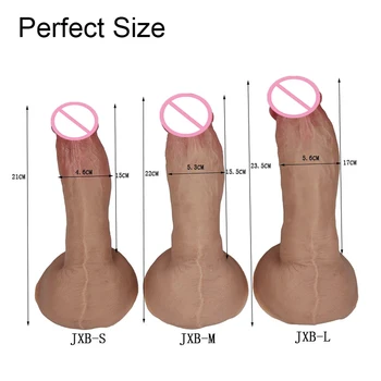 Super Skin Silicone Realistic Dildo Soft Suction Cup Big Huge Strapon Penis Dick Adults Sex Toys For Women Female Masturbator 4