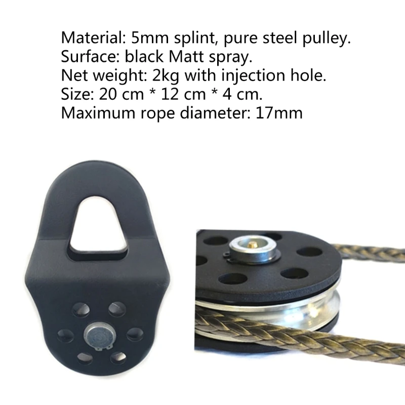 Heavy Duty 10Ton Snatch Pulleys Block for Synthetic Rope or Steel Cable 10T Breaking Force Winches Pulley Sheave 4