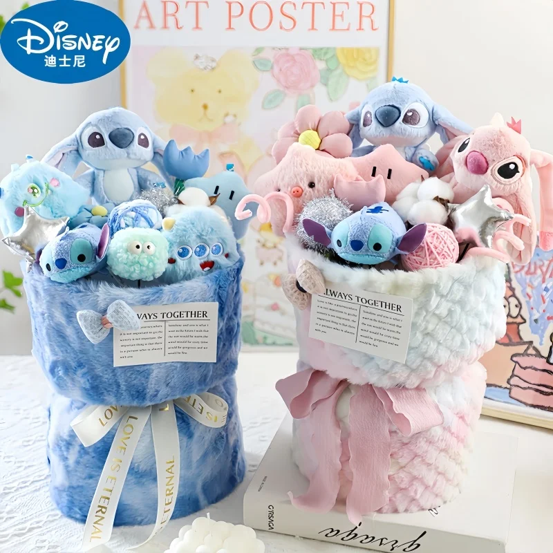 Disney Stitch Cartoon Flower Bouquet Peluche Doll Cute Stitch Graduation Bouquet Giocattolo Incandescente Regalo Di San Valentino Wedding Festival