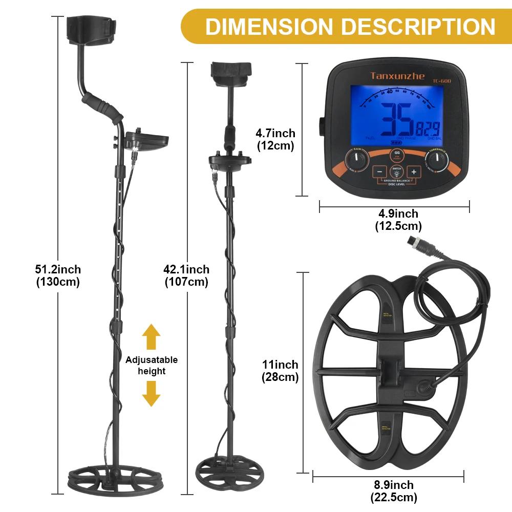 Tanxunzhe TC 600 Metal Detector Professional Underground Depth Gold Detector Treasure 19 2KHZ High Frequency Pinpoint