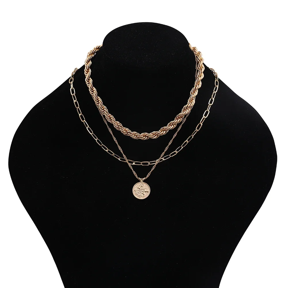 Rock Hip-hop Spiral Twist Thick Rope Chain Necklace for Women Men Stainless Steel Gold Color Minimalist Stackable Choker Jewelry