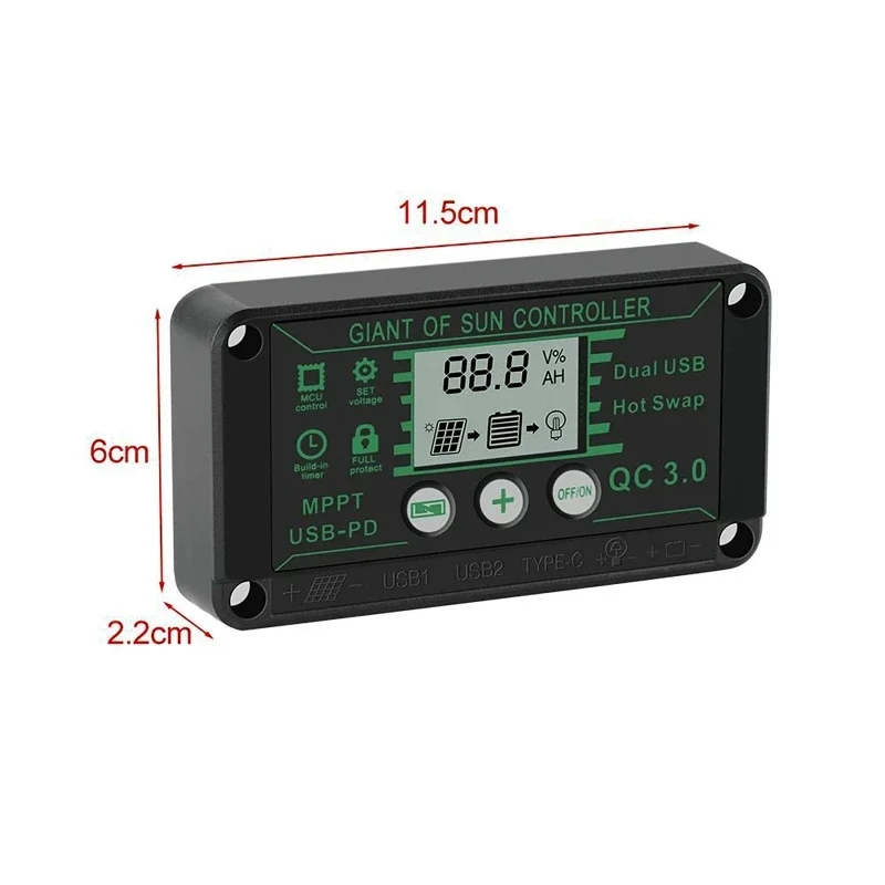 รูปสินค้า แผงควบคุมโซลาร์เซลล์ MPPT 20A ทนน้ำ 12V/24V ชาร์จเร็ว Dual USB