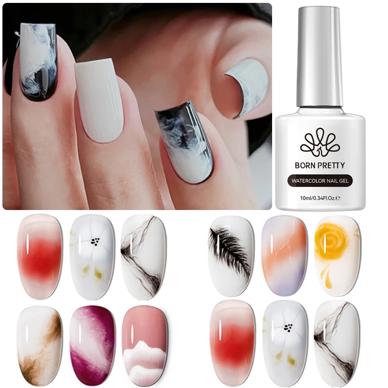 BORN PRETTY 10ml Clear Bloom Gel Polish UV LED Soak Off Nail Art Polish for Spreading Effect Marble Nail Polish Gel Painting 2