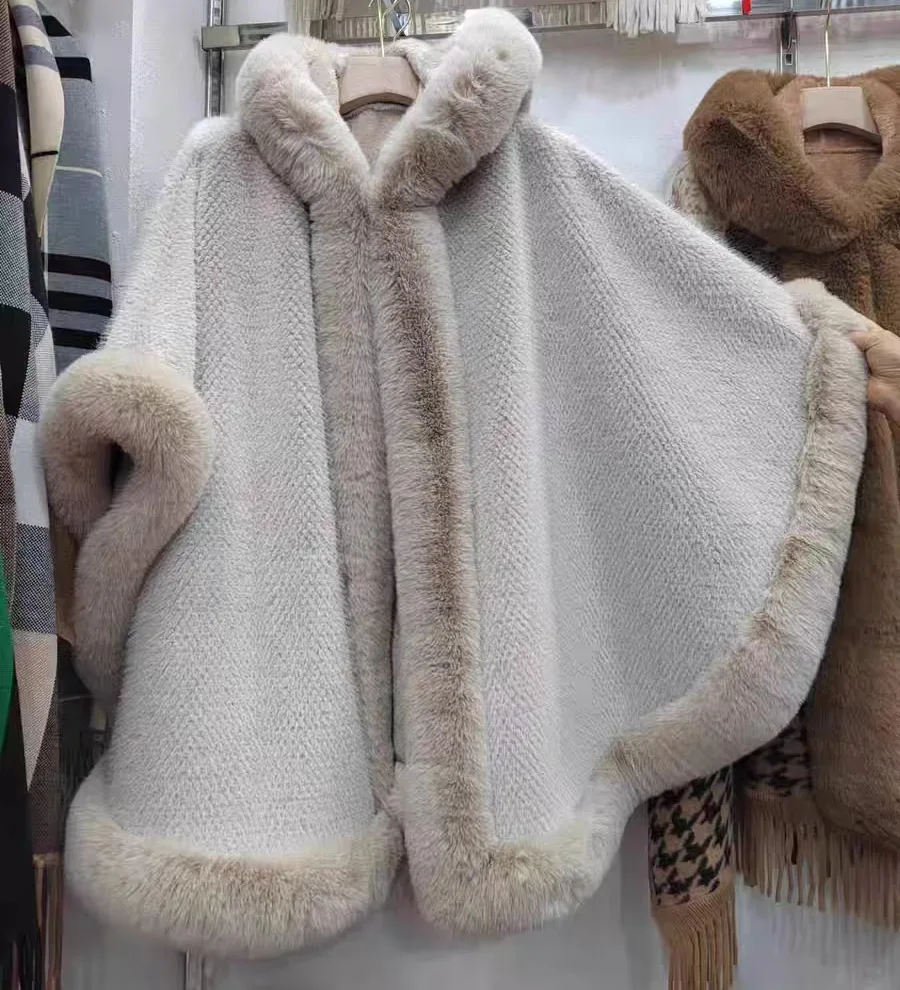 大きいサイズ 2XL♡ミンクファー アルパカ ロングコート ヘリンボーン