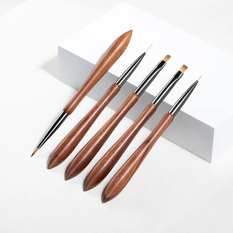 Nail Design Art Line Pen Detail Brush Wooden Handle Nail Construction Painting Brush Extension Drawing Light Therapy Pen