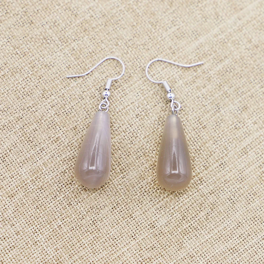 Creative Long Drop Earrings Natural Opal Crystal Agate Pendant Fashion Simple Temperament Women's Party Jewelry 5 Pair Wholesale